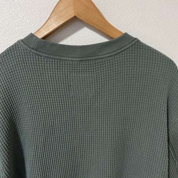Aerie the Sweat Waffle Crewneck Sweatshirt Sage Green Oversized Loungewear-M - Picture 6 of 10